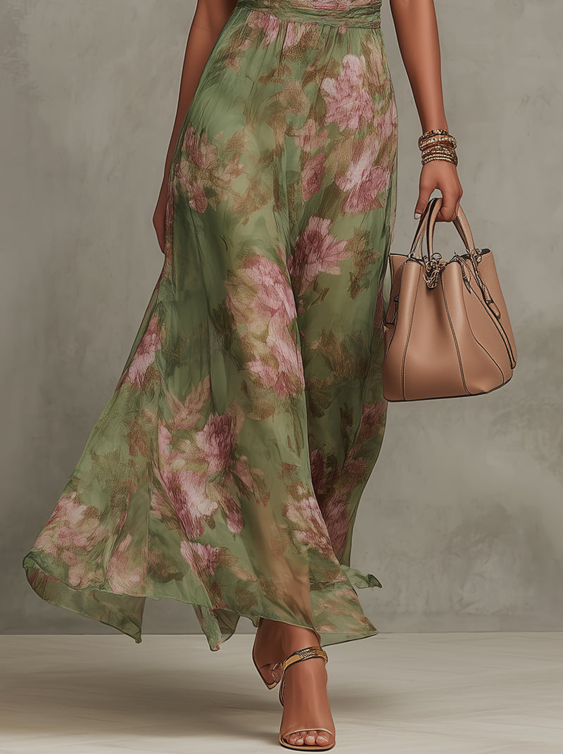 Juliette - Elegant Floral Halter Maxi Dress