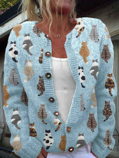 Mia - The Cat Print Cardigan