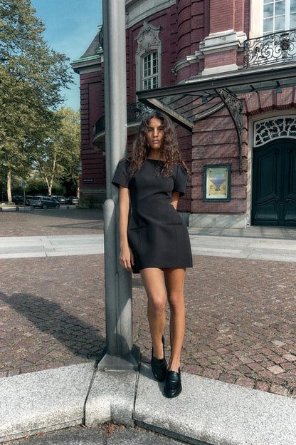 Sculpted Puff Sleeve Dress
