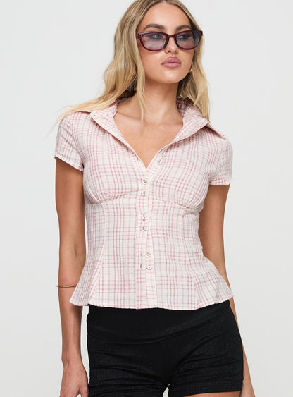 Mirelle | Pink Checked Top