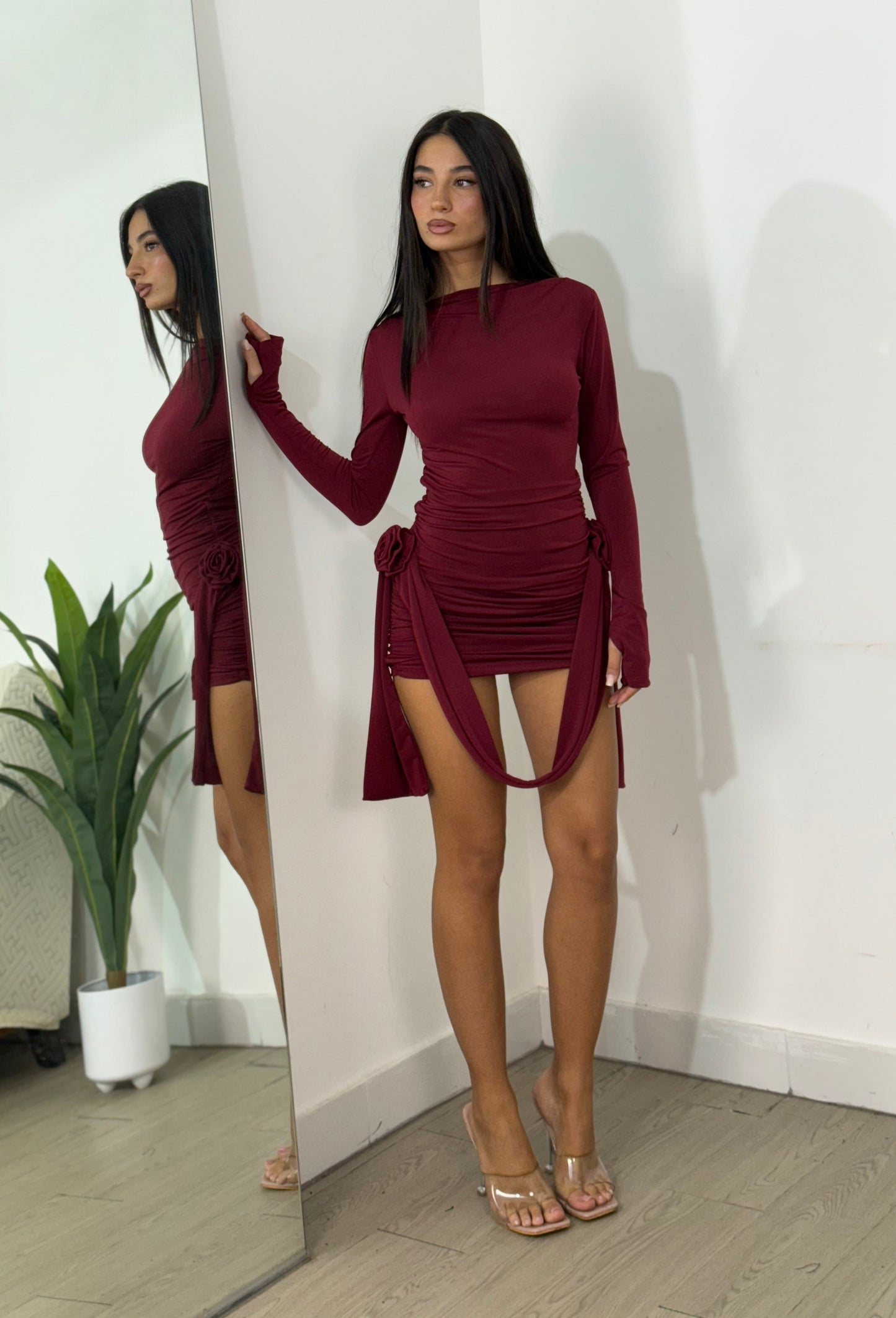 Sophie Burgundy Mini Dress