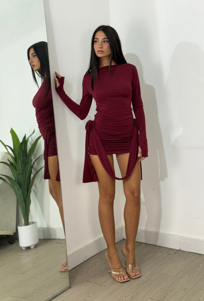 Sophie Burgundy Mini Dress