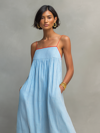 Zara - Minimalist Striped Maxi Dress