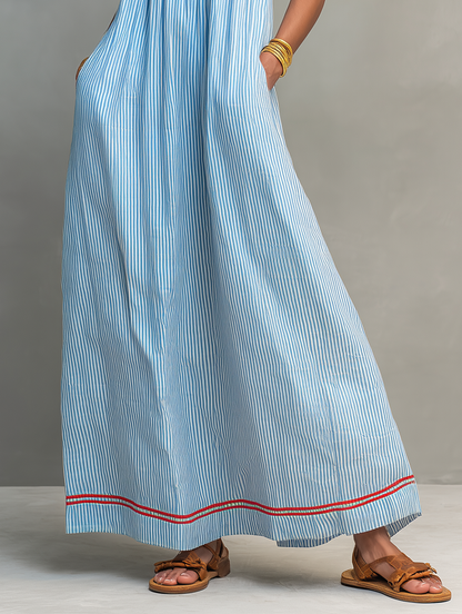 Zara - Minimalist Striped Maxi Dress