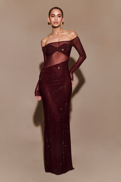 Crystal Off-Shoulder Maxi