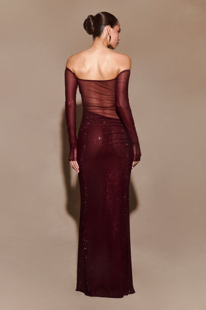 Crystal Off-Shoulder Maxi