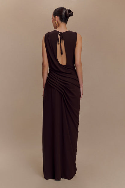 Meravant Cacao Chiffon Gown