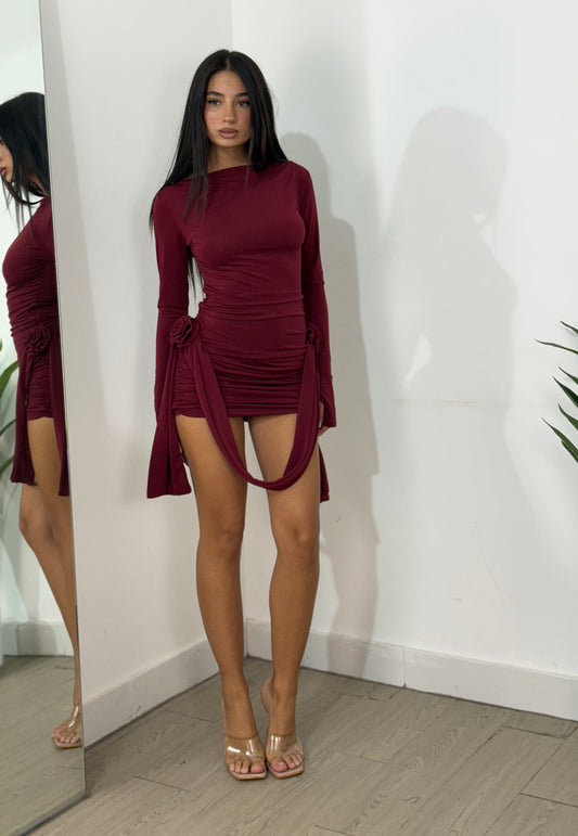 Sophie Burgundy Mini Dress