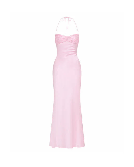 Blush Lace Halter Gown
