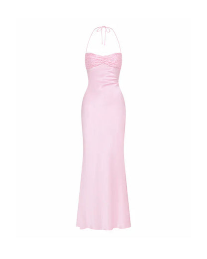 Blush Lace Halter Gown