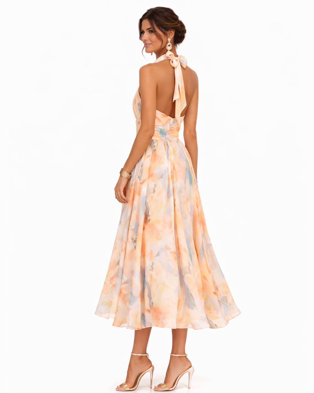 Matilda - Halter-Neck Dress with Watercolor Print