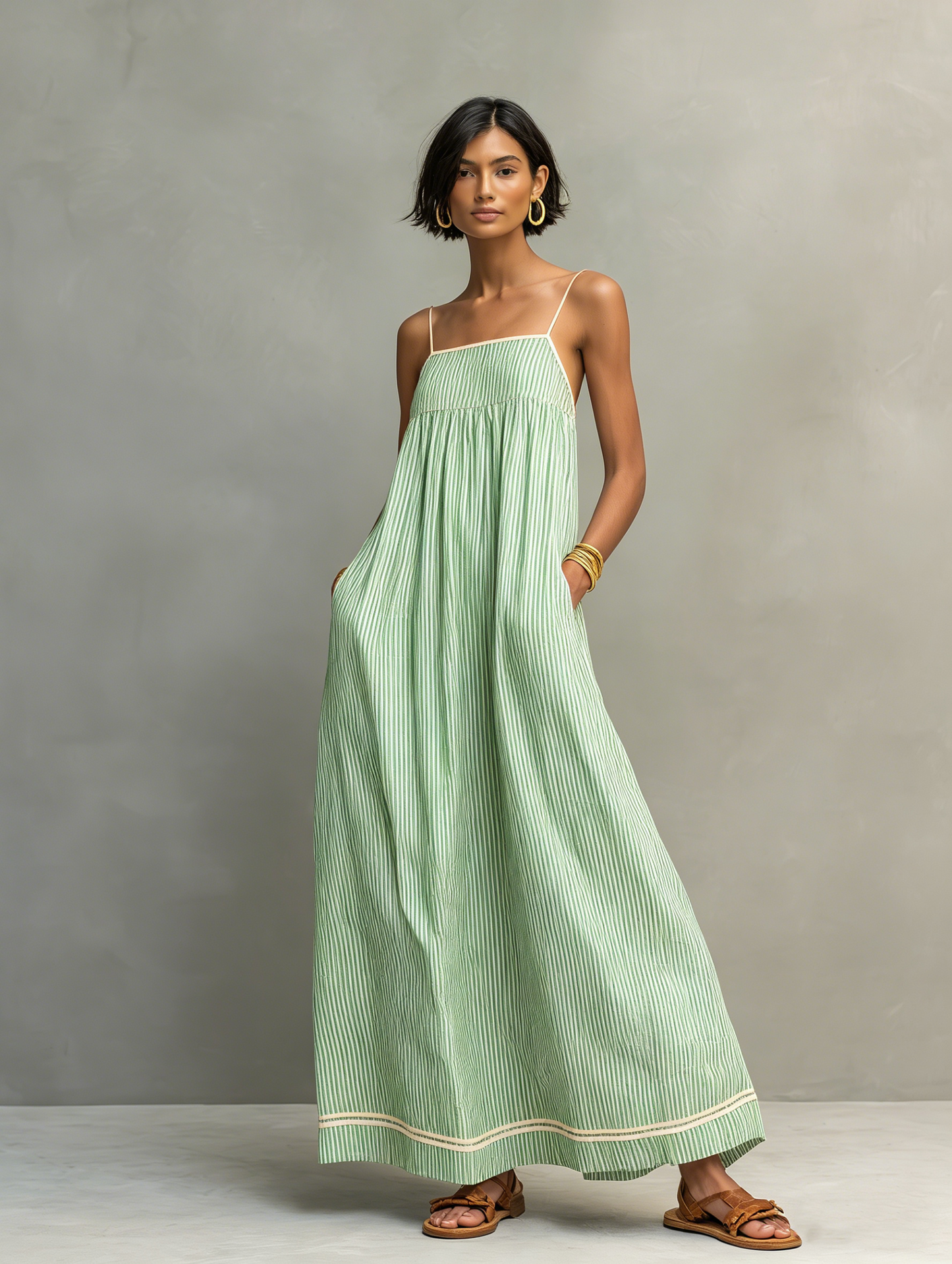 Zara - Minimalist Striped Maxi Dress