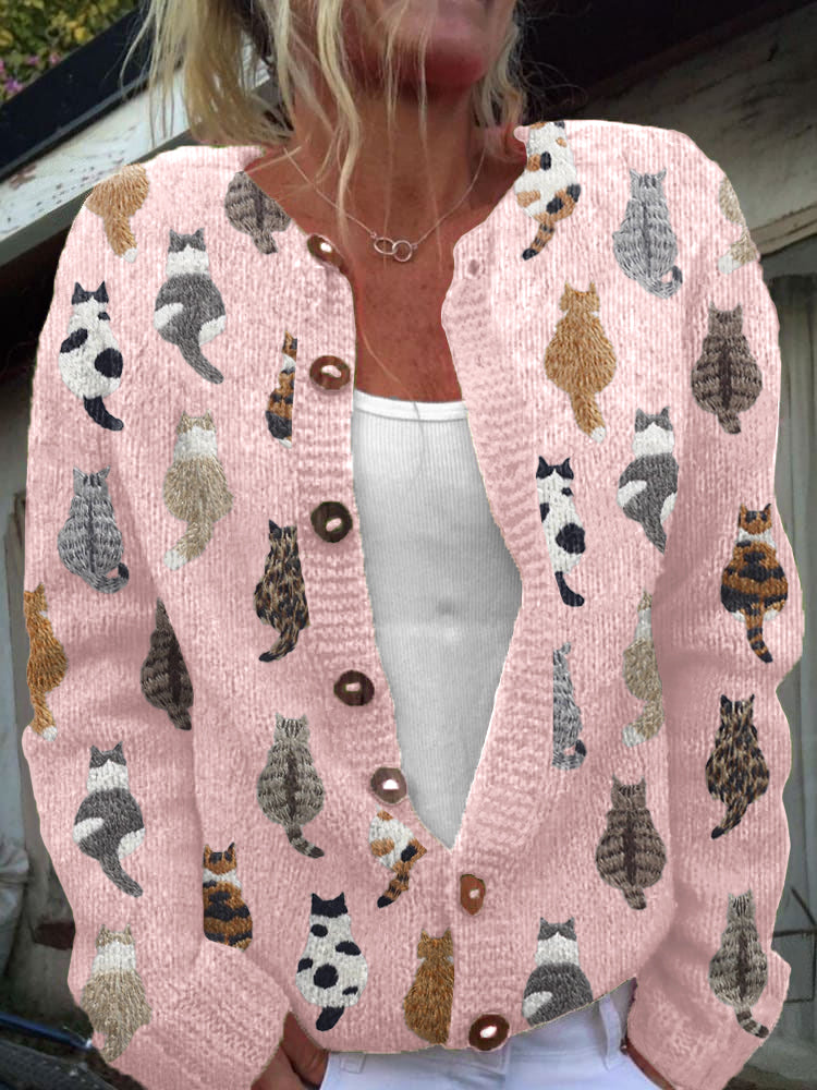 Mia - The Cat Print Cardigan