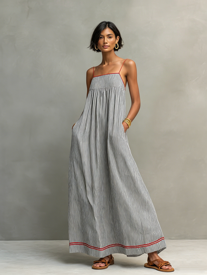 Zara - Minimalist Striped Maxi Dress