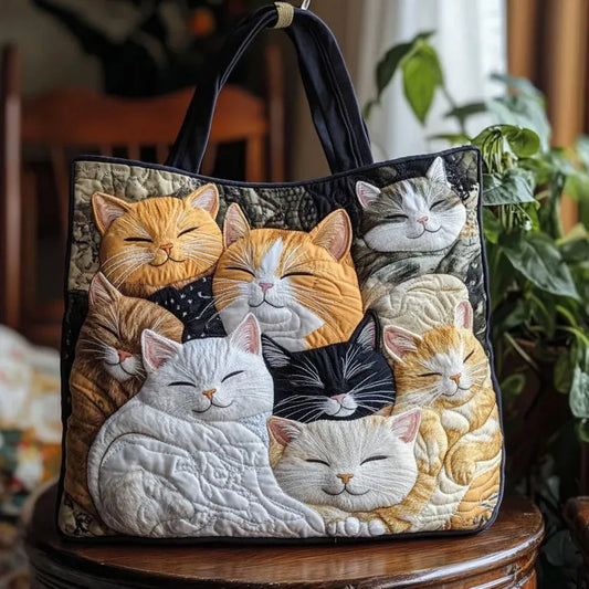 Handmade quilted bag - Sleeping Kittens