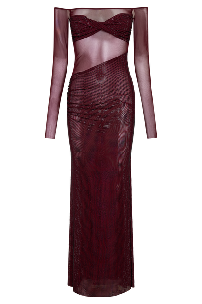 Crystal Off-Shoulder Maxi