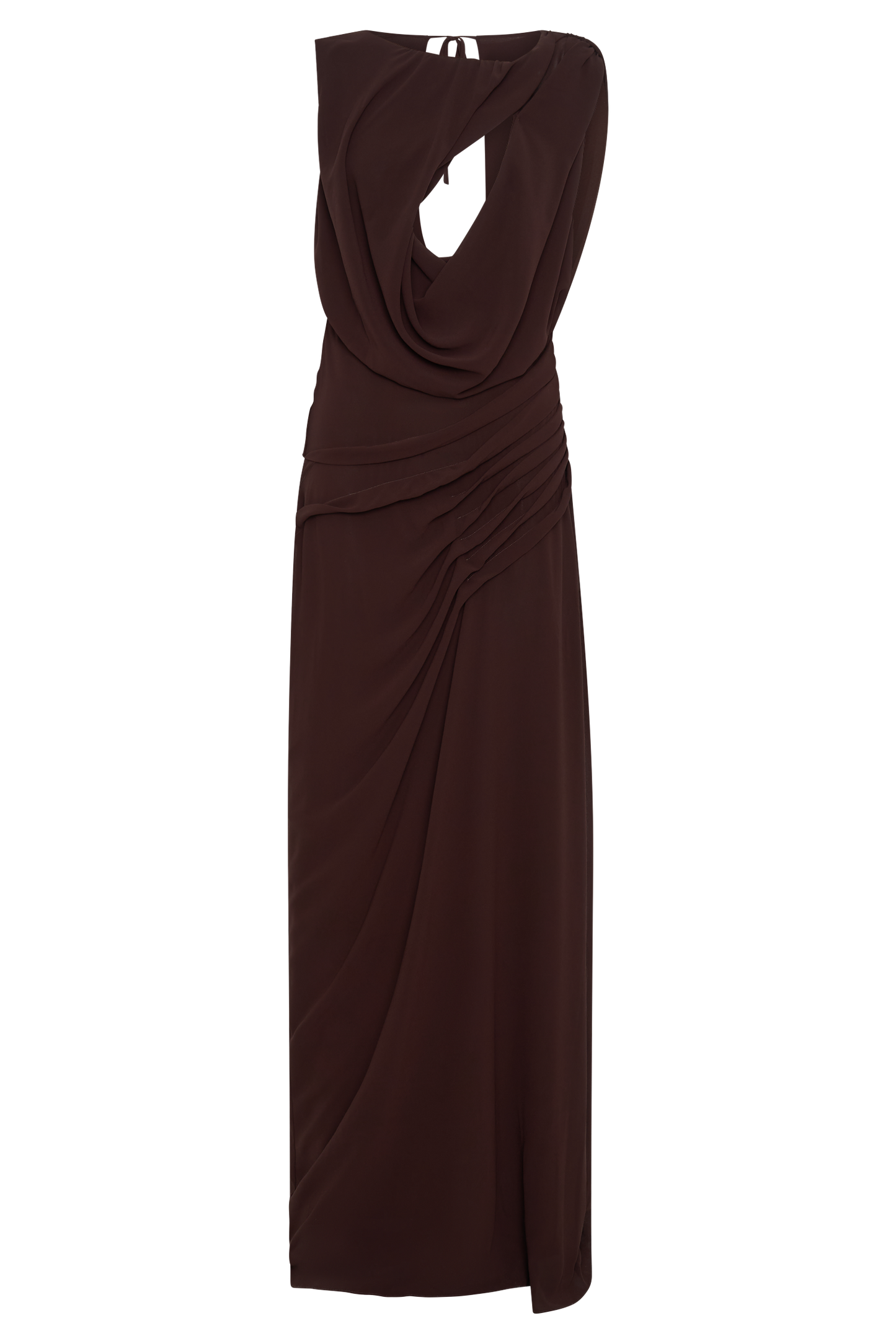 Meravant Cacao Chiffon Gown