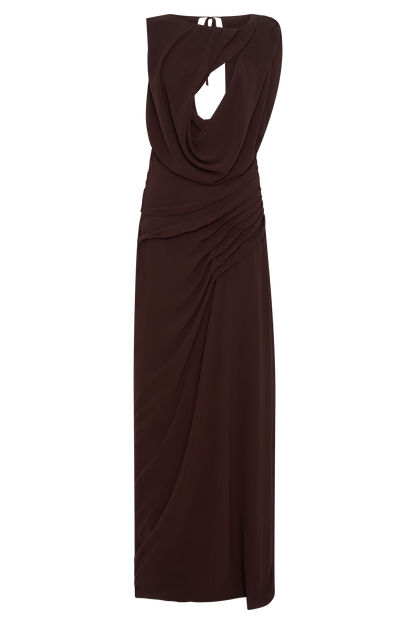 Meravant Cacao Chiffon Gown