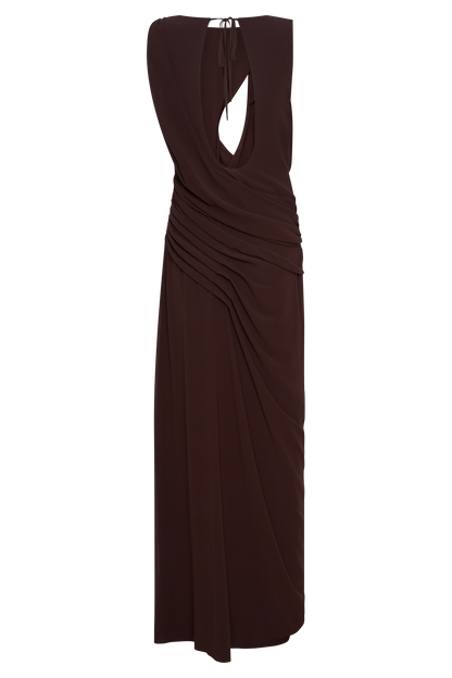 Meravant Cacao Chiffon Gown