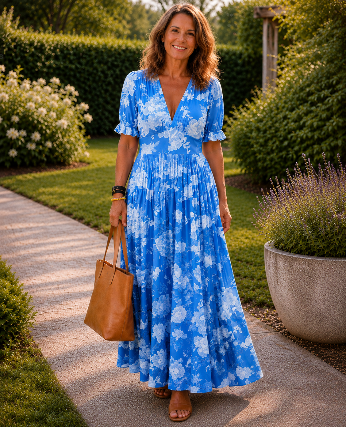 Josephine - Floral sleeveless midi dress with V-neck