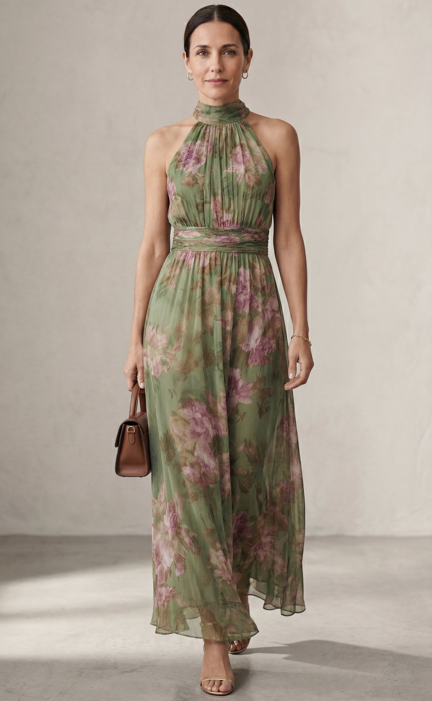 Juliette - Elegant Floral Halter Maxi Dress