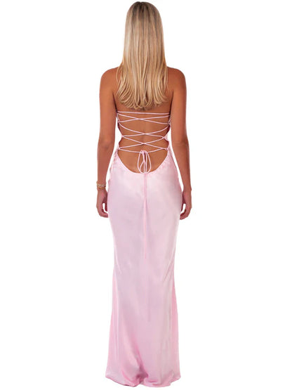 Blush Lace Halter Gown