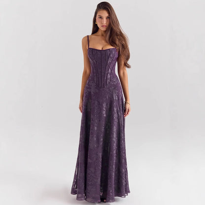 Navy Drape Evening Dress