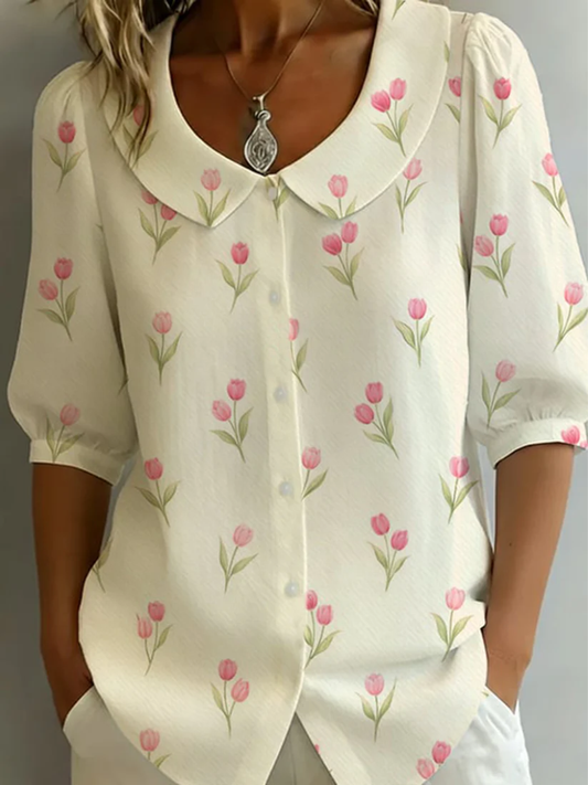 June - Floral-print blouse