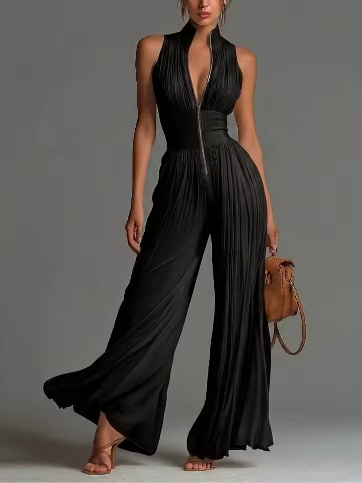 Emilia - Pleated floral chiffon jumpsuit