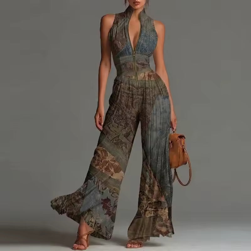 Emilia - Pleated floral chiffon jumpsuit