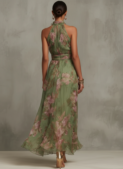 Juliette - Elegant Floral Halter Maxi Dress