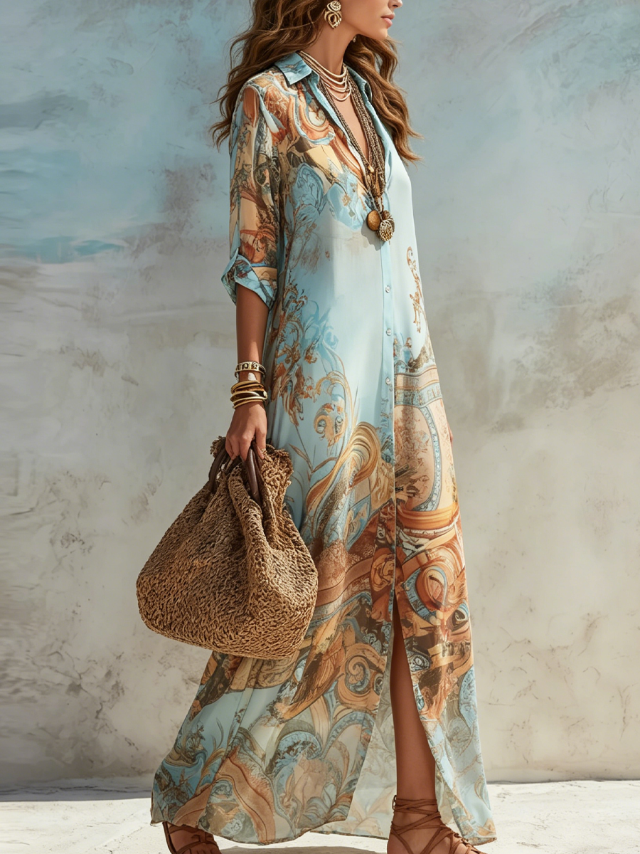 Violet - Mediterranean Shirt Dress