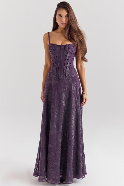 Navy Drape Evening Dress