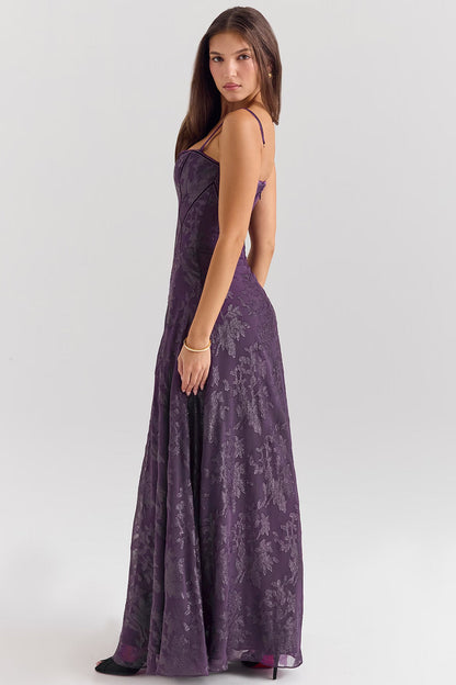 Navy Drape Evening Dress
