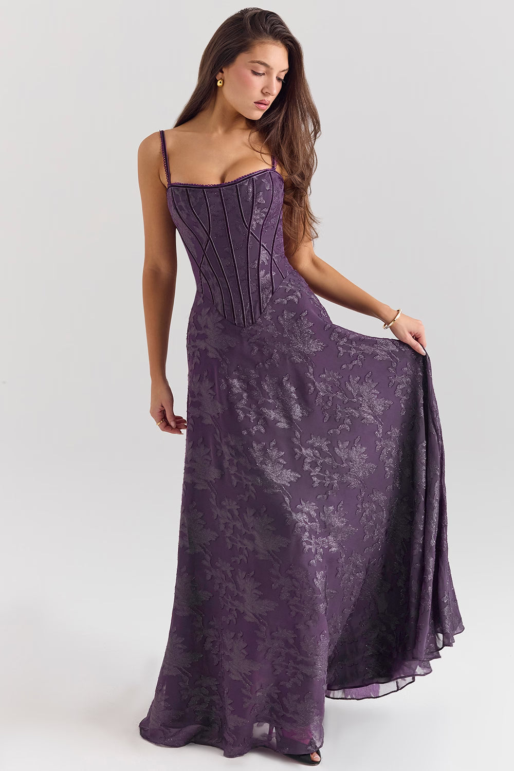 Navy Drape Evening Dress