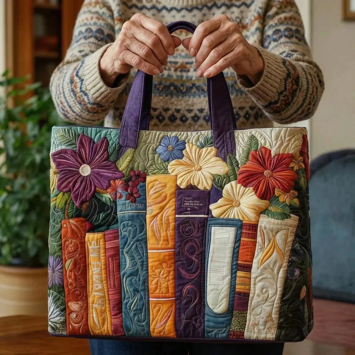 Quilted bag - For Book Lovers