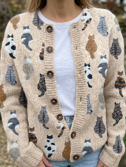 Mia - The Cat Print Cardigan