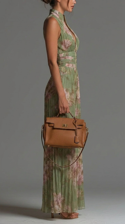 Emilia - Pleated floral chiffon jumpsuit