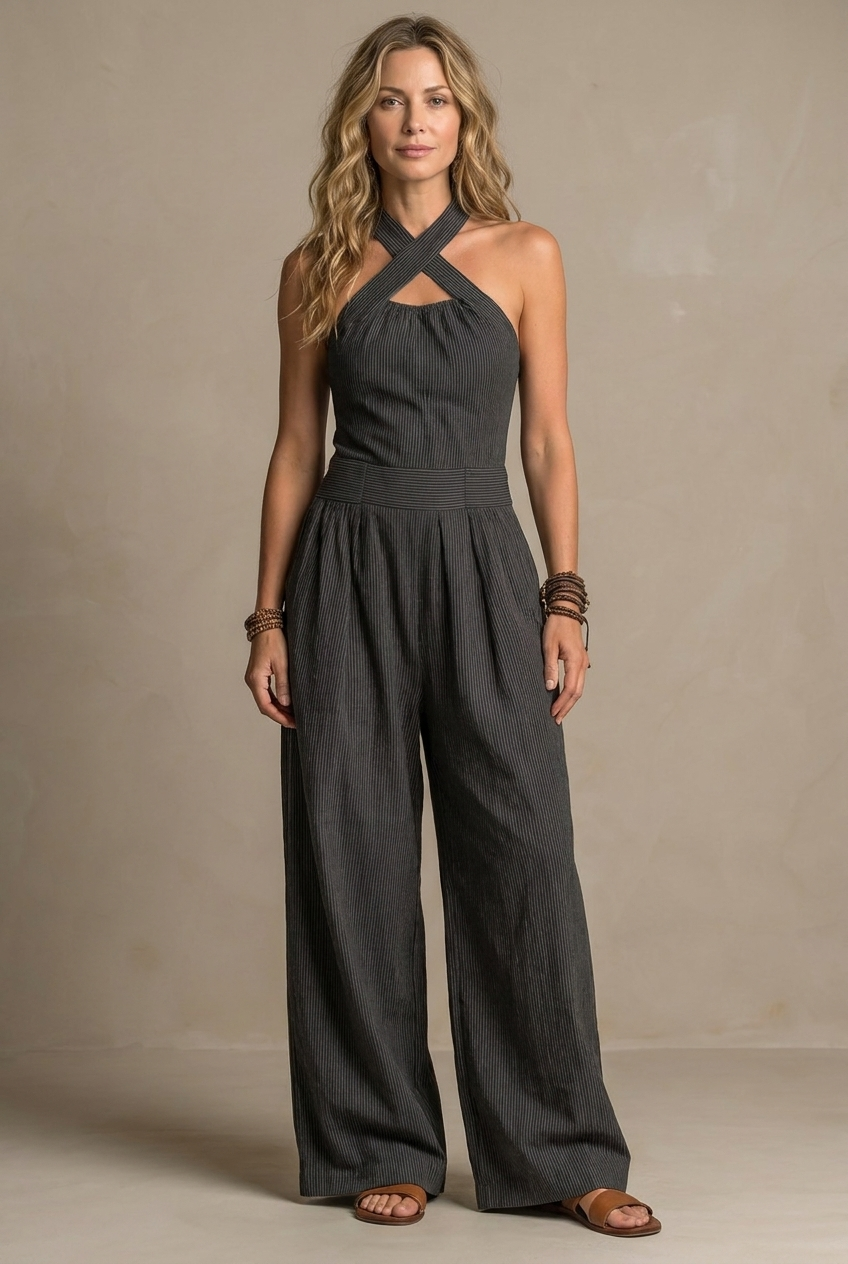 Isla - Elegant Jumpsuit with a Criss-Cross Neckline