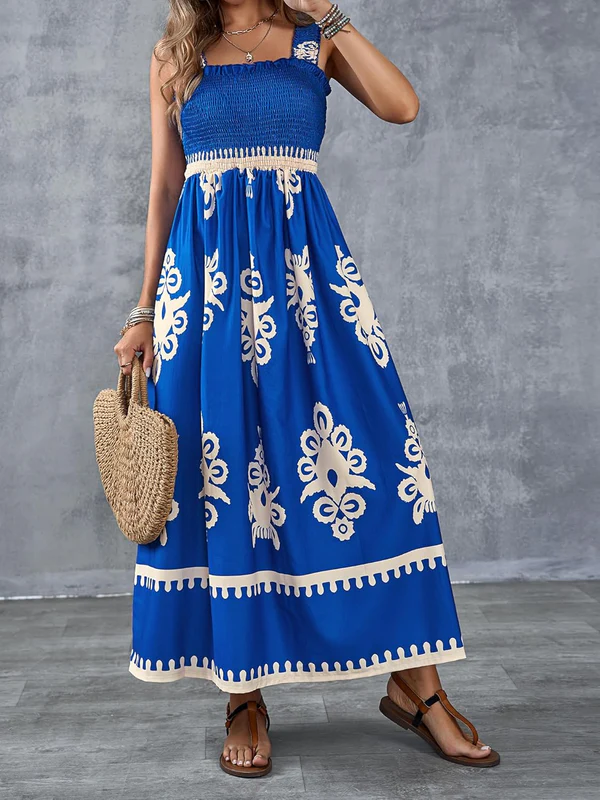 Darcie - Artistic Print Maxi Dress with Elasticated Waist
