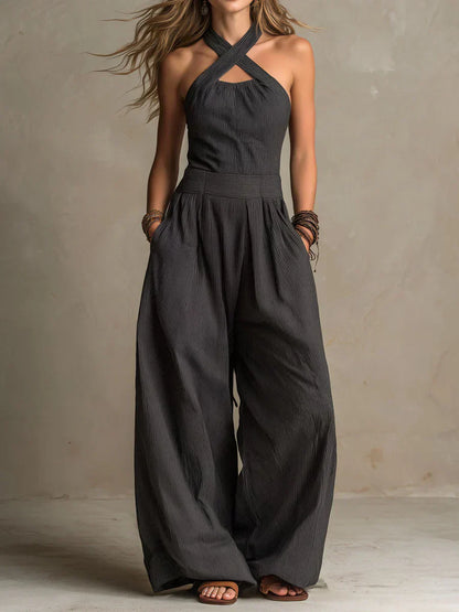 Isla - Elegant Jumpsuit with a Criss-Cross Neckline