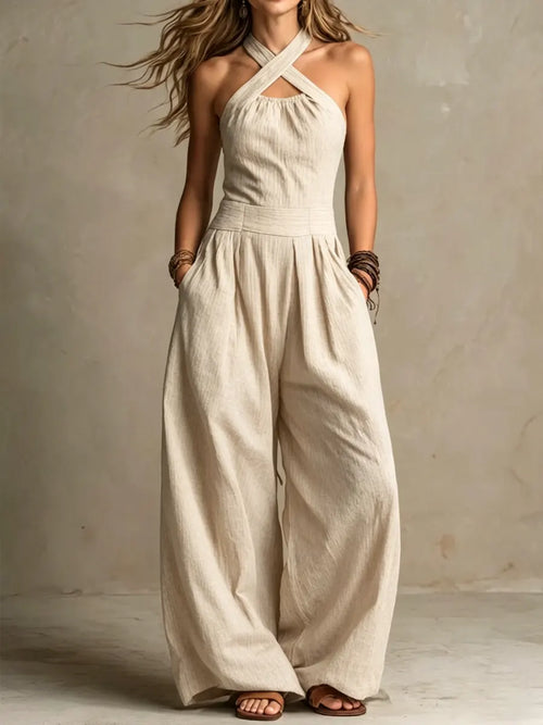 Isla - Elegant Jumpsuit with a Criss-Cross Neckline