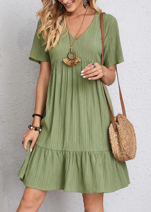 Paige - V-neck Ribbed Layered Mini Dress