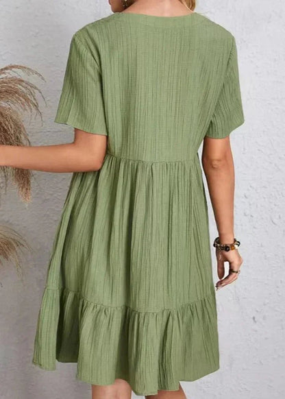 Paige - V-neck Ribbed Layered Mini Dress