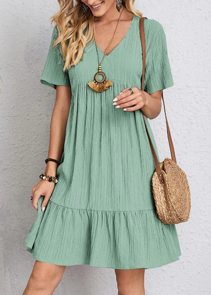 Paige - V-neck Ribbed Layered Mini Dress